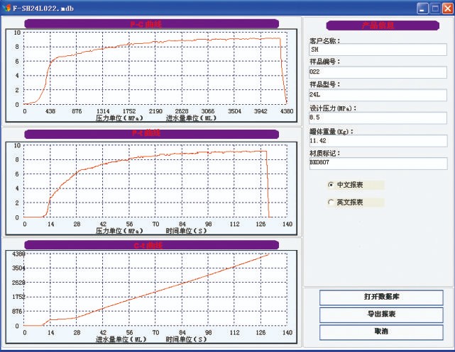 氢气瓶爆破试验机爆破压力曲线图