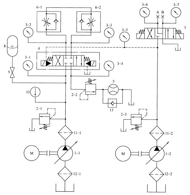 液压电液动换向阀和液动换向阀出厂试验回路原理图