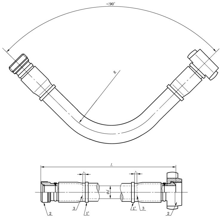 图 1 钻井水龙带和减振软管的尺寸